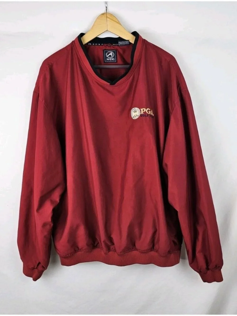 Ahead PGA Golf Club Jacket Men's Size Large Red Lined Pullover Windbreaker Shirt